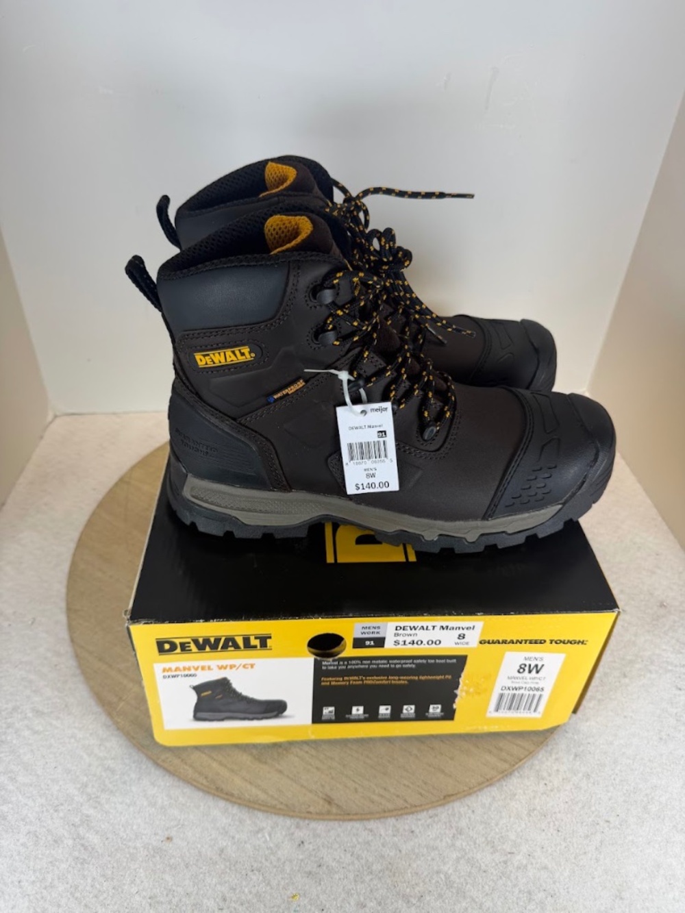 DEWALT Manvel Men's 8W Waterproof Composite Toe Safety Work Boots Brown NIB